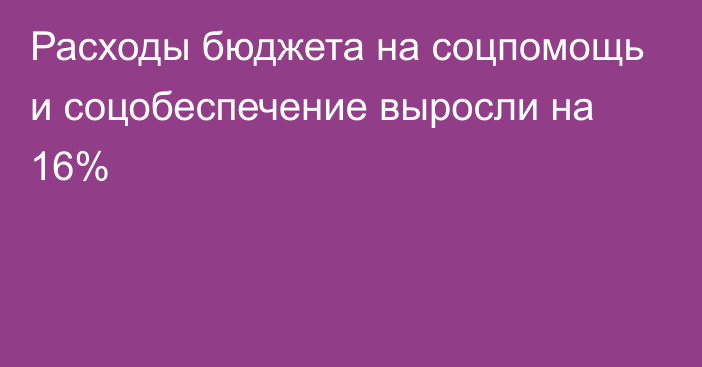 Расходы бюджета на соцпомощь и соцобеспечение выросли на 16%