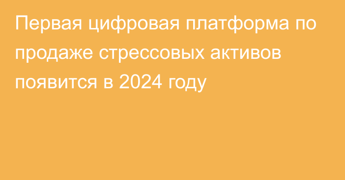 Первая цифровая платформа по продаже стрессовых активов появится в 2024 году