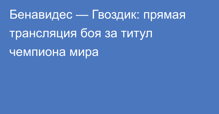 Бенавидес — Гвоздик: прямая трансляция боя за титул чемпиона мира