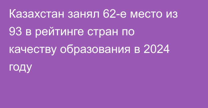 Казахстан занял 62-е место из 93 в рейтинге стран по качеству образования в 2024 году