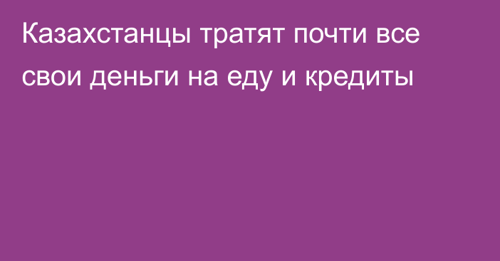 Казахстанцы тратят почти все свои деньги на еду и кредиты