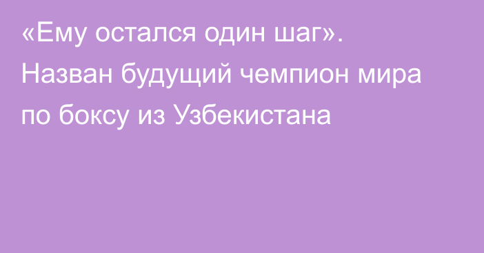 «Ему остался один шаг». Назван будущий чемпион мира по боксу из Узбекистана