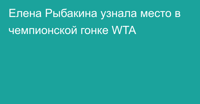 Елена Рыбакина узнала место в чемпионской гонке WTA