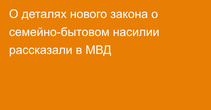 О деталях нового закона о семейно-бытовом насилии рассказали в МВД