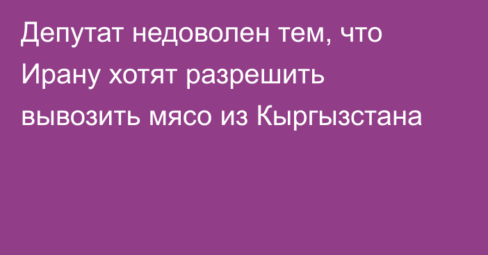 Депутат недоволен тем, что Ирану хотят разрешить вывозить мясо из Кыргызстана