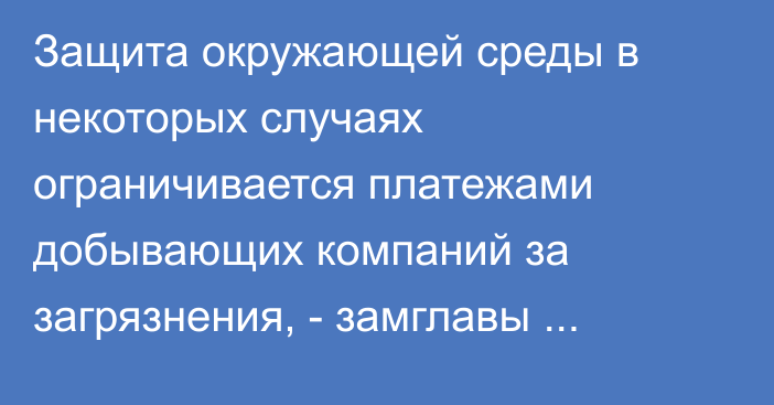 Защита окружающей среды в некоторых случаях ограничивается платежами добывающих компаний за загрязнения, - замглавы Минприроды