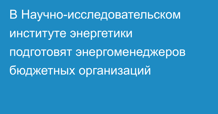 В Научно-исследовательском институте энергетики подготовят энергоменеджеров бюджетных организаций