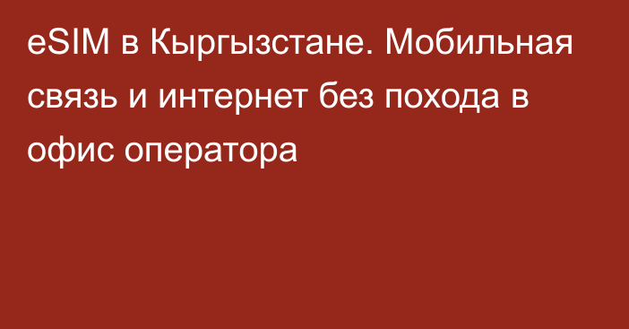 eSIM в Кыргызстане. Мобильная связь и интернет без похода в офис оператора