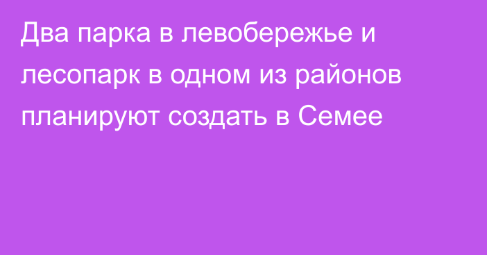 Два парка в левобережье и лесопарк в одном из районов планируют создать в Семее