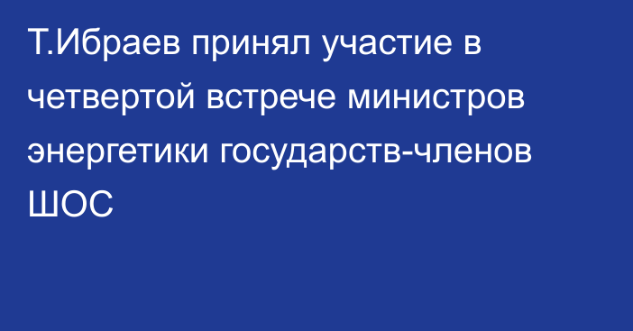 Т.Ибраев принял участие в четвертой встрече министров энергетики государств-членов ШОС