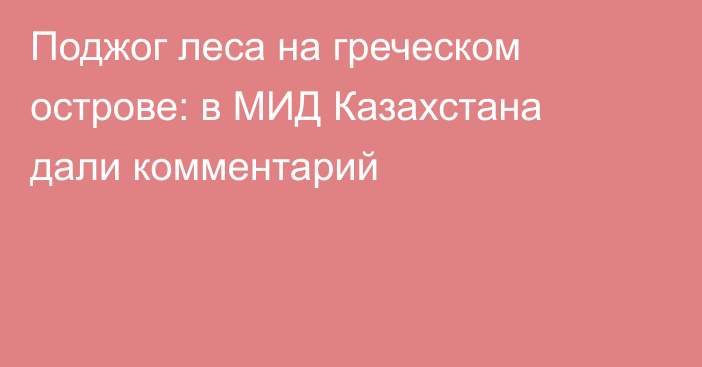 Поджог леса на греческом острове: в МИД Казахстана дали комментарий