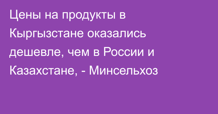 Цены на продукты в Кыргызстане оказались дешевле, чем в России и Казахстане, - Минсельхоз 