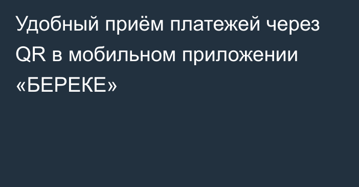 Удобный приём платежей через QR в мобильном приложении «БЕРЕКЕ»