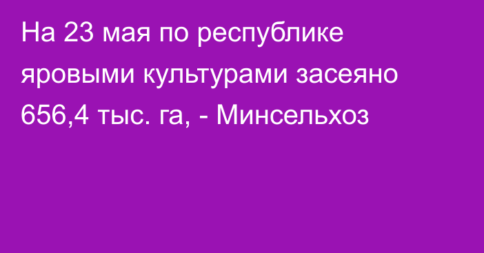 На 23 мая по республике яровыми культурами засеяно 656,4 тыс. га, - Минсельхоз