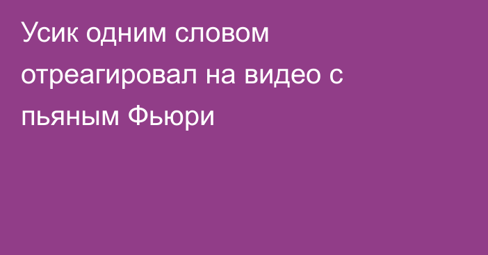 Усик одним словом отреагировал на видео с пьяным Фьюри