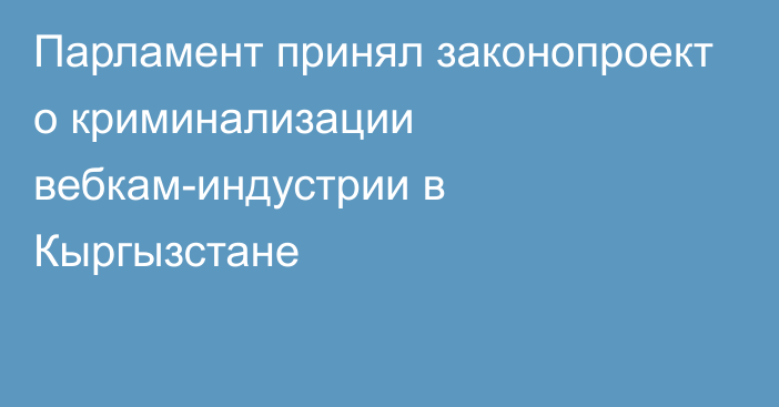 Парламент принял законопроект о криминализации вебкам-индустрии в Кыргызстане