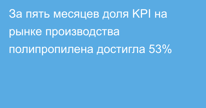 За пять месяцев доля KPI на рынке производства полипропилена достигла 53%