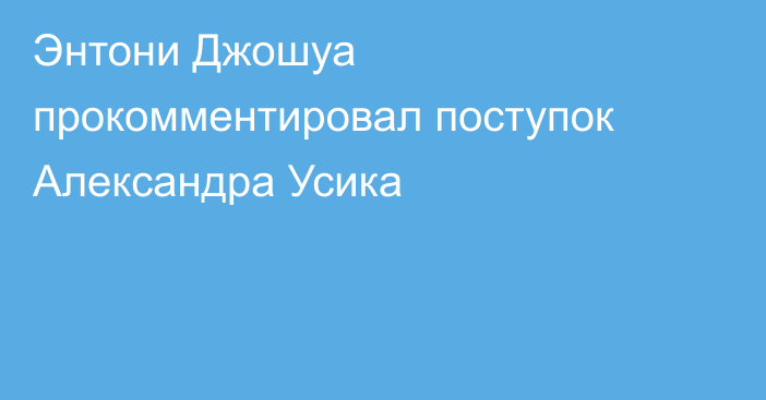 Энтони Джошуа прокомментировал поступок Александра Усика