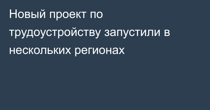 Новый проект по трудоустройству запустили в нескольких регионах