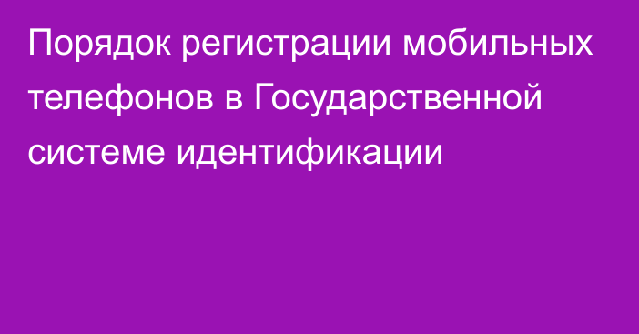 Порядок регистрации мобильных телефонов в Государственной системе идентификации