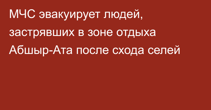 МЧС эвакуирует людей, застрявших в зоне отдыха Абшыр-Ата после схода селей