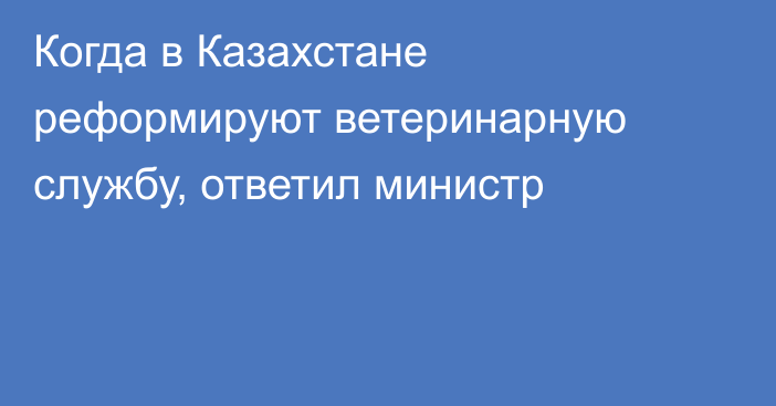 Когда в Казахстане реформируют ветеринарную службу, ответил министр