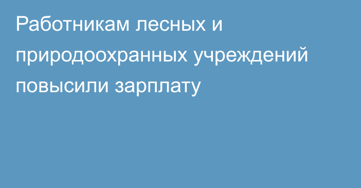 Работникам лесных и природоохранных учреждений повысили зарплату