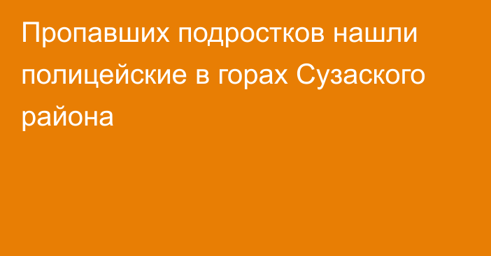 Пропавших подростков нашли полицейские в горах Сузаского района