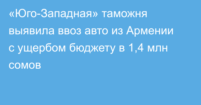 «Юго-Западная» таможня выявила ввоз авто из Армении с ущербом бюджету в 1,4 млн сомов