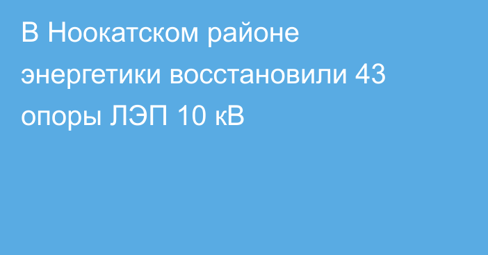 В Ноокатском районе энергетики восстановили 43 опоры ЛЭП 10 кВ