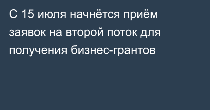 С 15 июля начнётся приём заявок на второй поток для получения бизнес-грантов