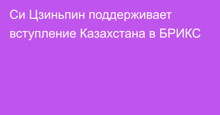 Си Цзиньпин поддерживает вступление Казахстана в БРИКС