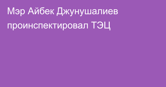 Мэр Айбек Джунушалиев проинспектировал ТЭЦ