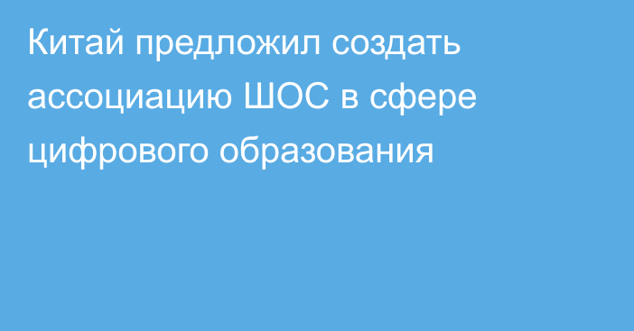 Китай предложил создать ассоциацию ШОС в сфере цифрового образования