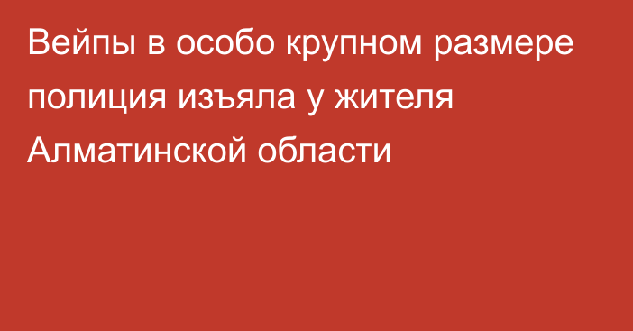 Вейпы в особо крупном размере полиция изъяла у жителя Алматинской области