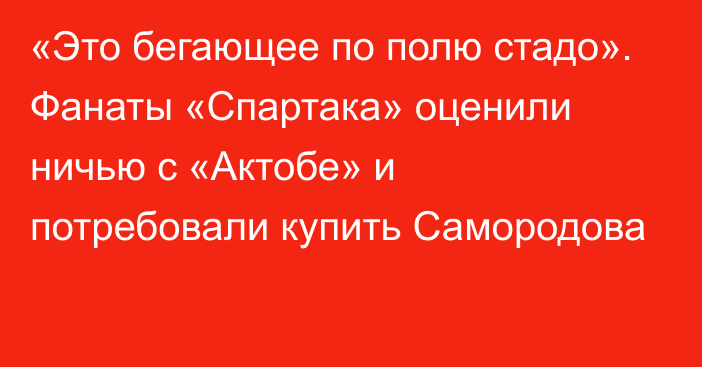 «Это бегающее по полю стадо». Фанаты «Спартака» оценили ничью с «Актобе» и потребовали купить Самородова