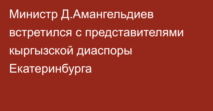 Министр Д.Амангельдиев встретился с представителями кыргызской диаспоры Екатеринбурга