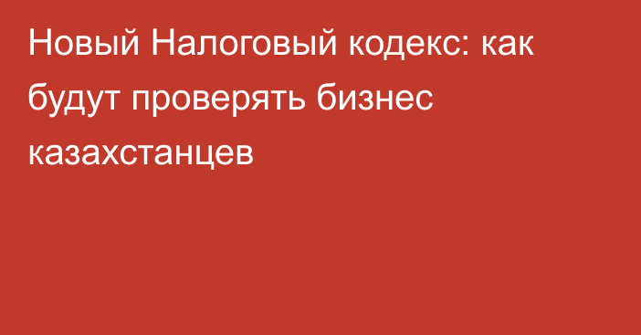 Новый Налоговый кодекс: как будут проверять бизнес казахстанцев