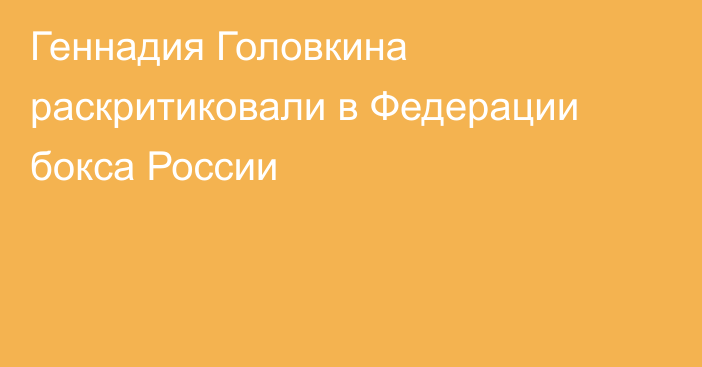 Геннадия Головкина раскритиковали в Федерации бокса России