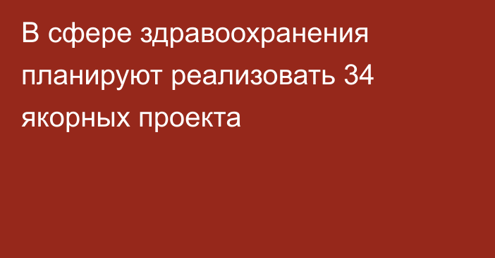 В сфере здравоохранения планируют реализовать 34 якорных проекта