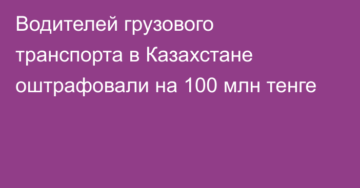 Водителей грузового транспорта в Казахстане оштрафовали на 100 млн тенге