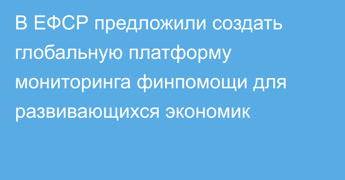 В ЕФСР предложили создать глобальную платформу мониторинга финпомощи для развивающихся экономик