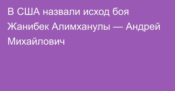 В США назвали исход боя Жанибек Алимханулы — Андрей Михайлович