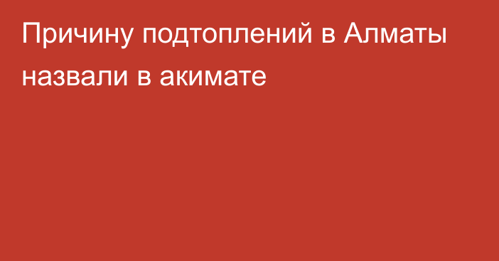 Причину подтоплений в Алматы назвали в акимате