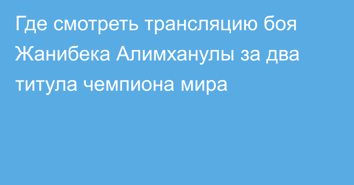 Где смотреть трансляцию боя Жанибека Алимханулы за два титула чемпиона мира