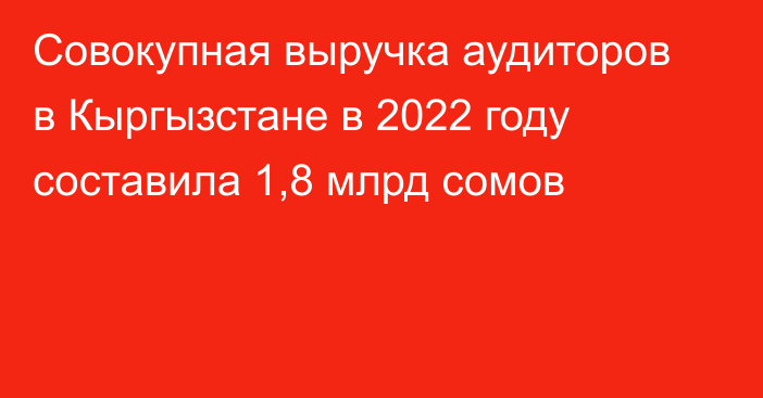 Совокупная выручка аудиторов в Кыргызстане в 2022 году составила 1,8 млрд сомов