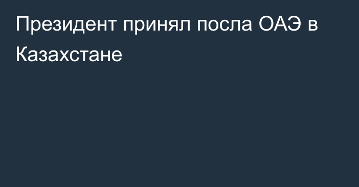 Президент принял посла ОАЭ в Казахстане