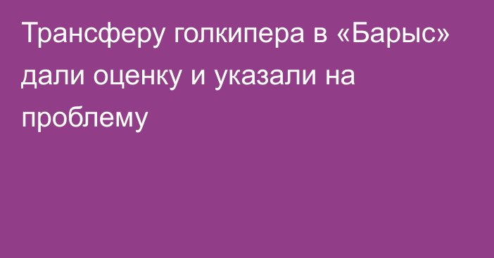 Трансферу голкипера в «Барыс» дали оценку и указали на проблему