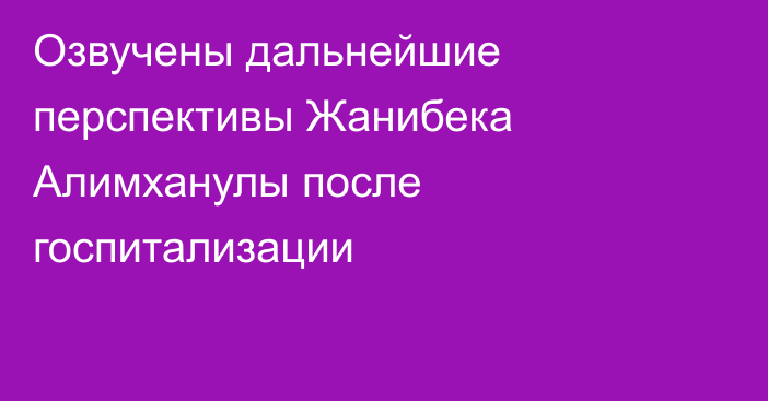 Озвучены дальнейшие перспективы Жанибека Алимханулы после госпитализации