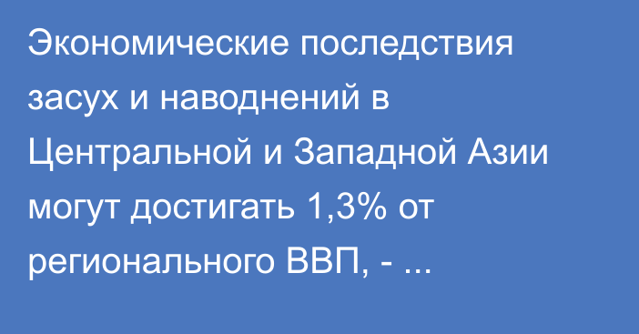 Экономические последствия засух и наводнений в Центральной и Западной Азии могут достигать 1,3% от регионального ВВП, - исследование